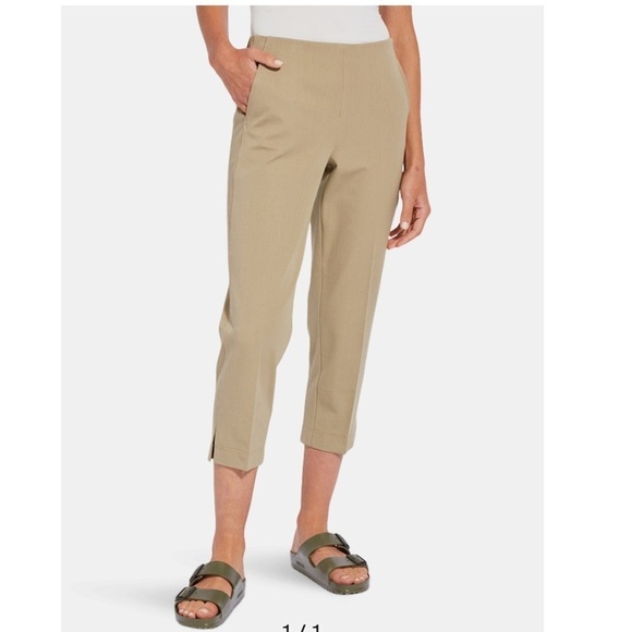 Lysse Olive Amber Crop Pants Pull On Pockets Stretch Twill Closet Staple Medium - Picture 3 of 16